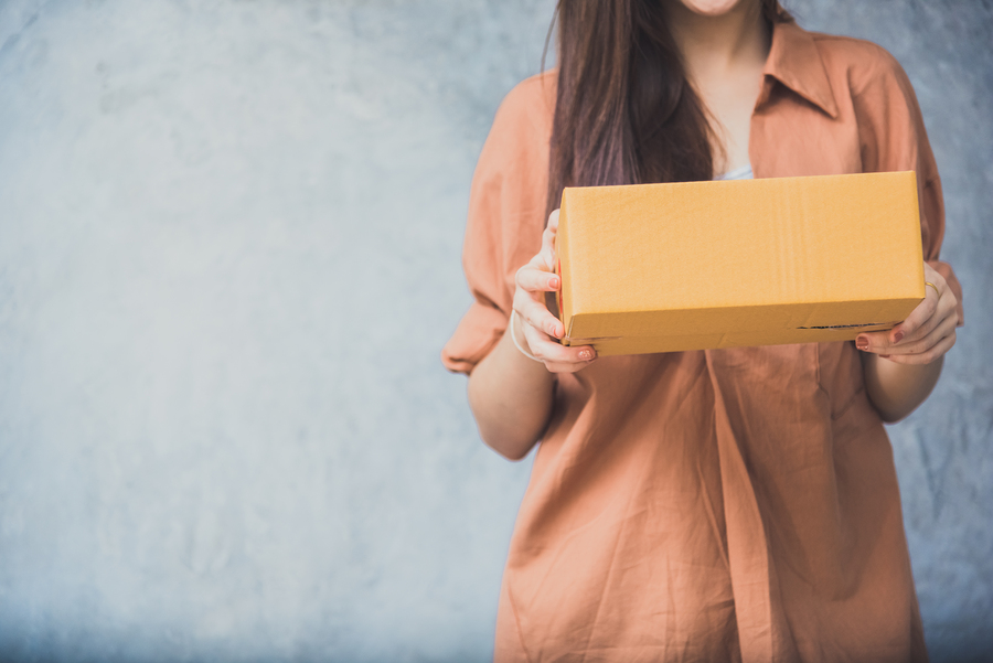 woman holding package