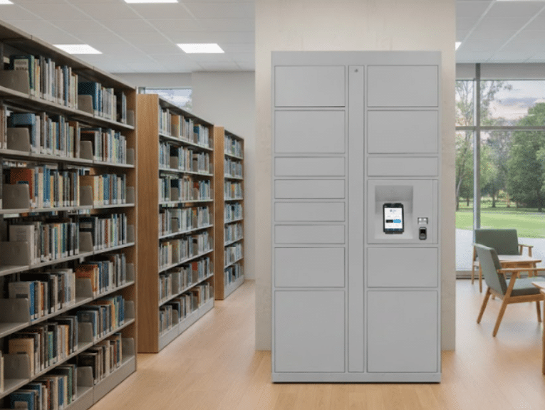 Smiota's library locker in a library